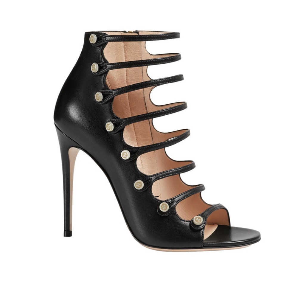 GUCCI ANETA CAGED BOOTIES w GG BUTTONS